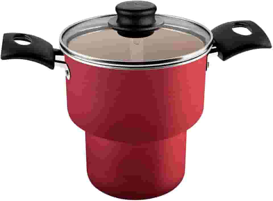 Cuscuzeira De Alumínio Com Revestimento Interno De Antiaderente Tramontina Turim Vermelho 14cm