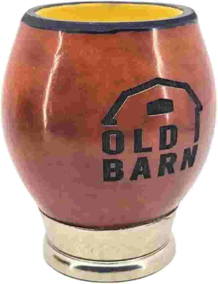 Cuia De Chimarrão Tipo Coquinho De Porongo Natural Pé De Inox Old Barn Cor:Vermelho