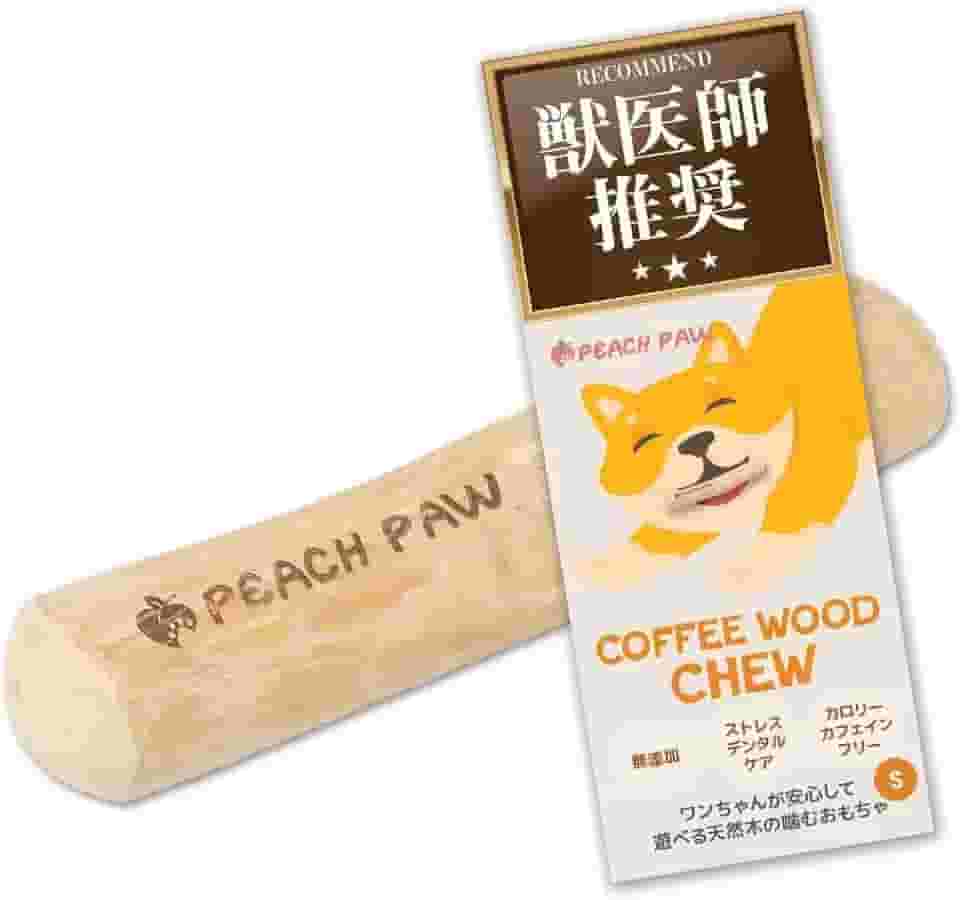 Peach Paw Bastão de mastigar madeira para café – Brinquedo natural para cães com dentição segura e mastigação dentária (P)