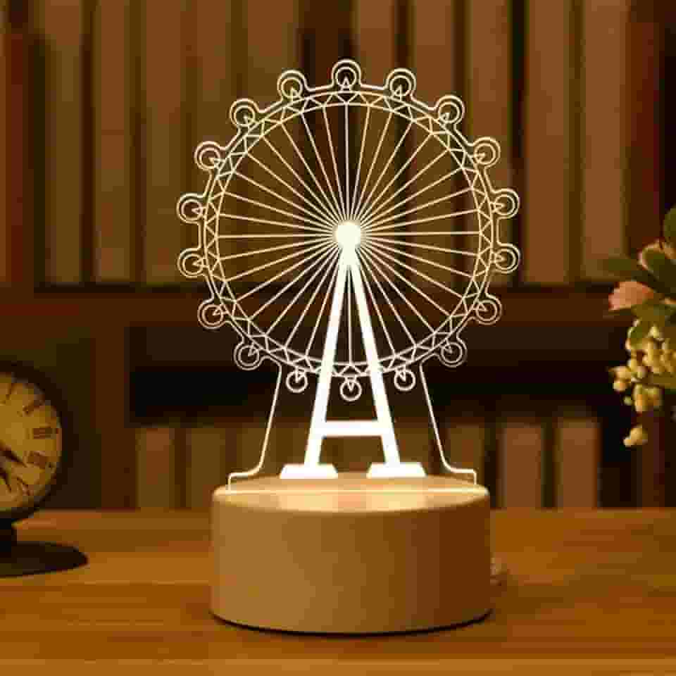PopLumos - Luminária led 3d, abajur de mesa, roda gigante