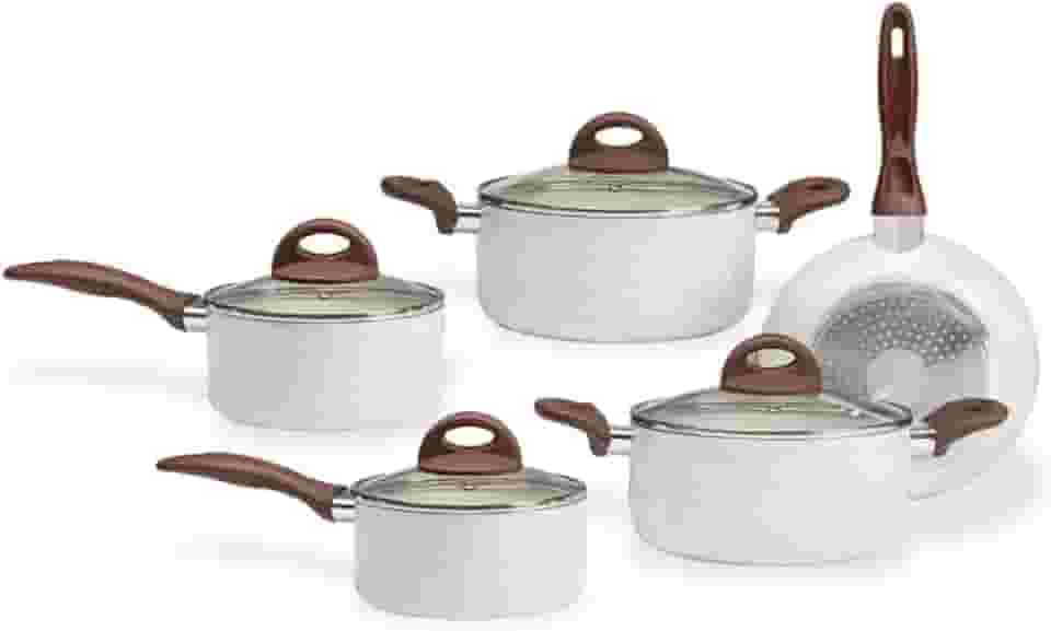 Brinox - Jogo de Panelas Antiaderente Ceramic Life 5 Peças com Fundo de Indução - Vanilla