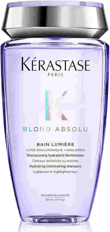 Kérastase Shampoo Blond Absolu Bain Lumière, Cabelos loiros, descoloridos, Hidratação, restauração, Ácido Hialurônico, Flor de Edelweiss, 250 ml