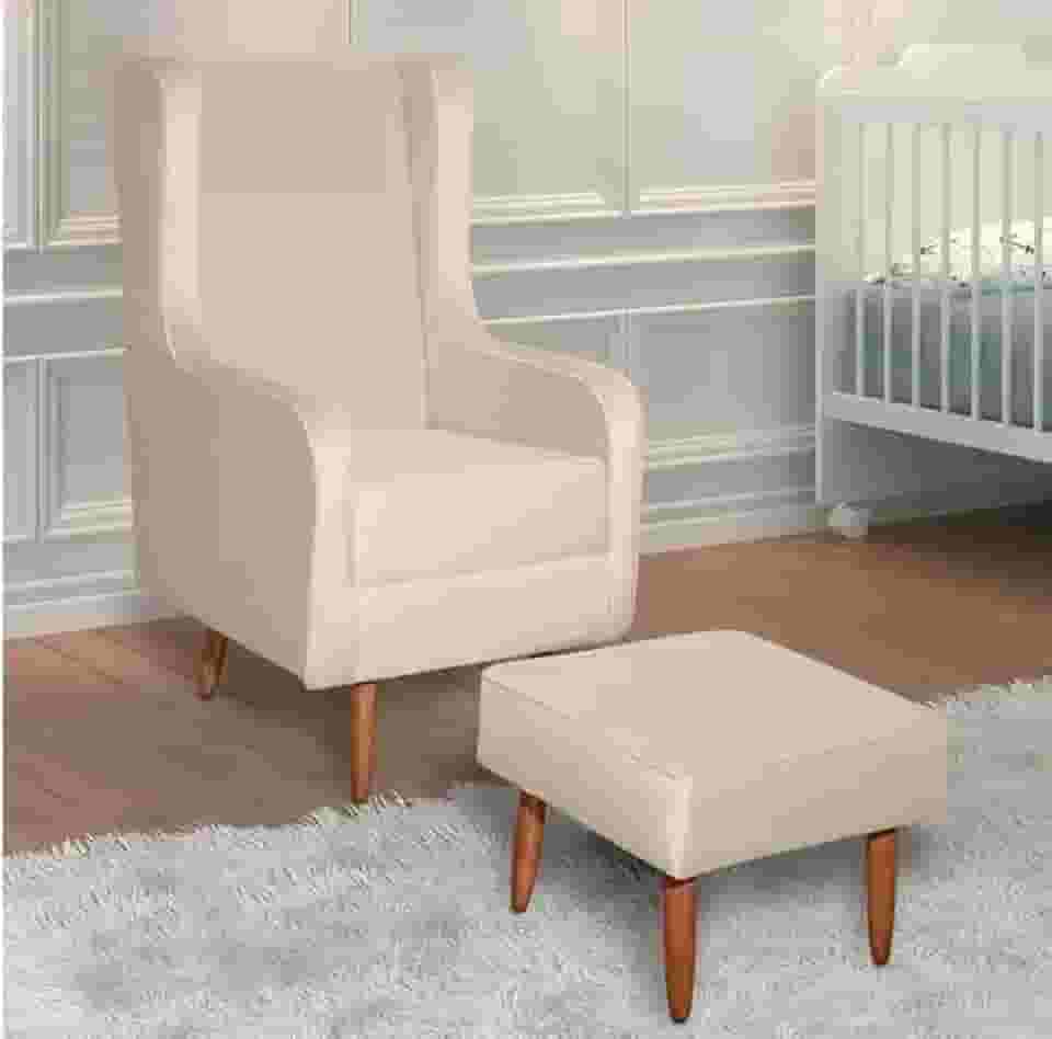 Poltrona Cadeira Descanso Leitura Sala Quarto Amamentação Encosto Alto Linho