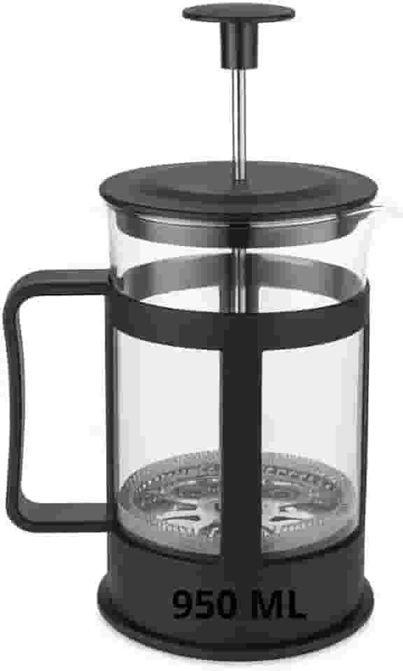 Cafeteira Prensa Francesa 950ml Vidro Borossilicato Manual Inox Café Encorpado Chá Espuma de Leite Pressca Cremeira Portátil Elegante Resistente Alta Temperatura Limpeza Fácil Sustentável