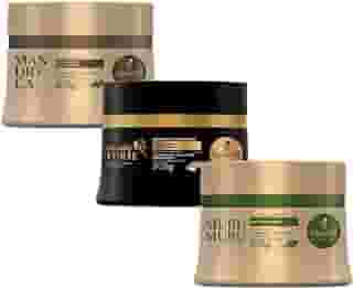 Kit Cronograma Capilar para Cabelos Ressecados Máscara Mandioca Hidratação, Cavalo Forte Reconstrução, Murumuru Nutrição