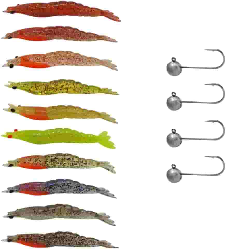 Kit 10pçs Camarão Artificial Jig Head 8cm Robalo Matadeira