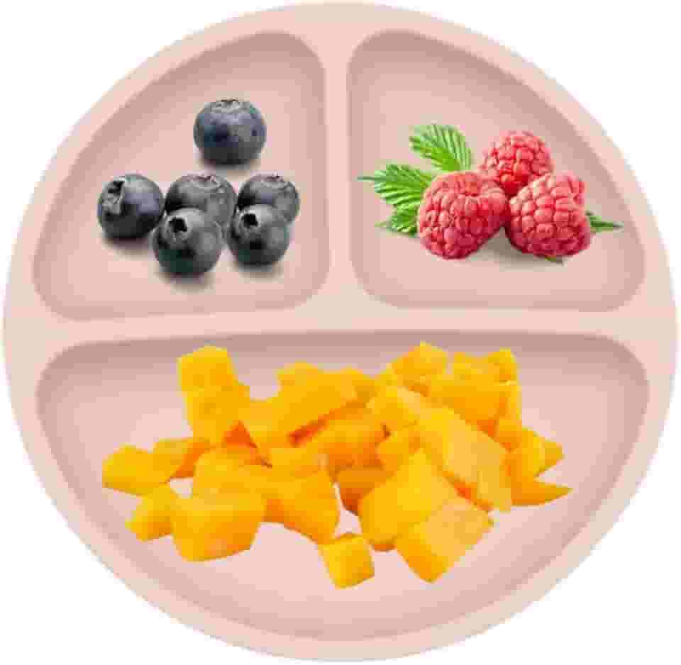 Prato Infantil Baby 3 Divisórias Para Refeição Silicone Ventosa Bebê (ROSA)
