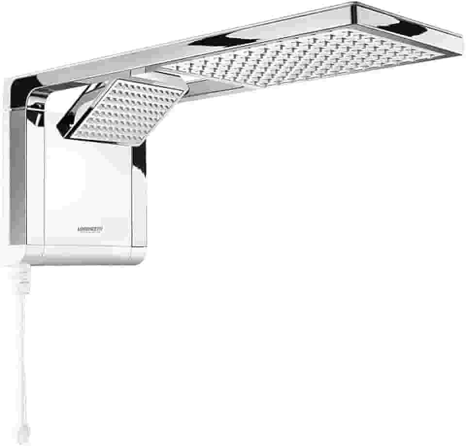 Ducha Acqua Duo Ultra Branco e Cromado 6800W com Haste para Controle da Temperatura com Comando Eletrônico e Jato Direcionável - Lorenzetti