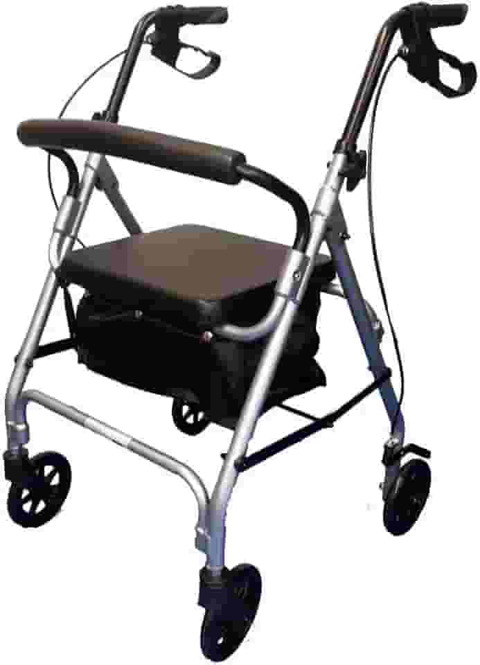 Andador Alumínio Dobrável 4 rodas 6' com bolsa/assento PRATA MBRLA42010 Cap. 100kg