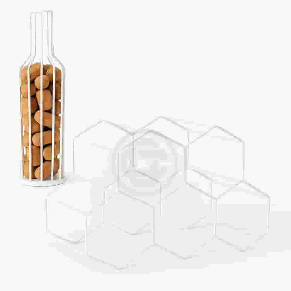 Conjunto de Adega Aramada de Mesa e Porta Rolhas Decorativo Para Vinho, Estilo Moderno (KIT BRANCO)