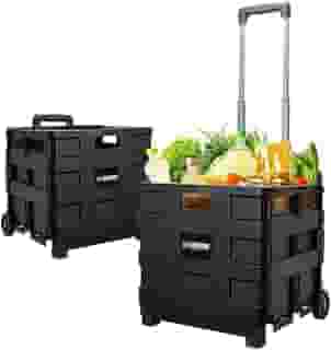 Carrinho Dobrável com Rodinhas FST021 Multiuso para Feira, Cesta, Caixa e Transporte