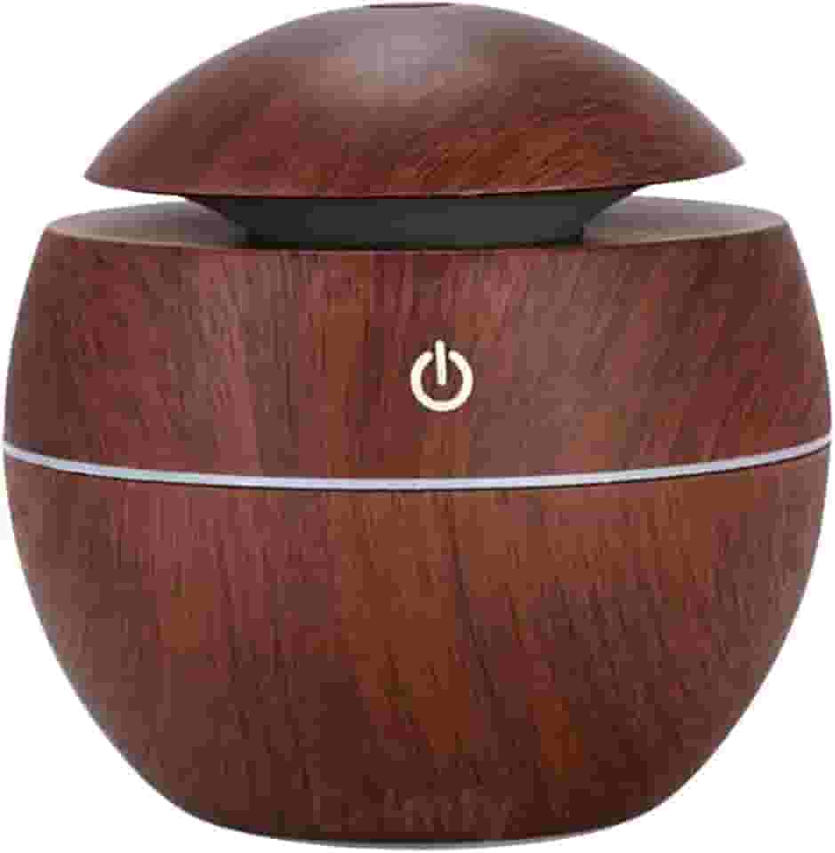 Umidificador de Ar Difusor de Aromas Ultrassônico 130ml - Óleos Essenciais, Luz LED, Bivolt - Silencioso e Portátil para Casa e Escritório (Madeira Escuro)