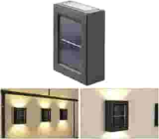 KIT 4 Arandela Solar Slim Goldensky 2 Focos Luminária Parede Externa À Prova D 'Água Luz Branco Quente