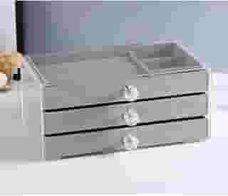Amarme - Caixa de Joias de Acrílico com 3 Gavetas Organizador Elegante para Jóias e Acessórios Porta Jóias Grande Armário (Cinza)
