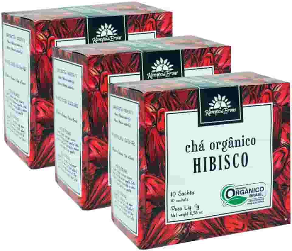 Kampo de Ervas, Kit 3 Chá Hibisco Orgânico 10 sachês por caixa Kampo de Ervas