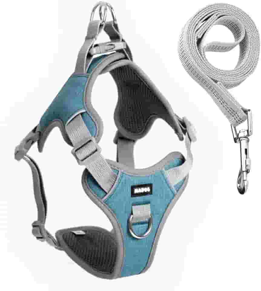 Coleira Peitoral Antipuxão Comfort com Guia de Passeio (G, Azul)