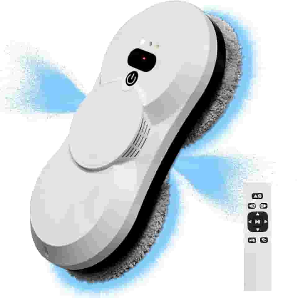 BOLUOYI Robô limpador de janela com limpeza automática de vidro de água 5600PA ultrassônico, limpador automático inteligente, aspirador de pó de janela com controle remoto (preto bidirecional)