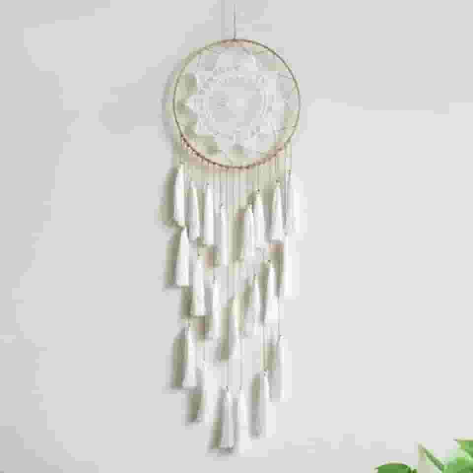 Estética de decoração de quarto boêmio, apanhadores de sonhos de macramê para pendurar na parede, apanhadores de sonhos feitos à mão, decoração de casa com enfeite de pena de borla, presente de bênção