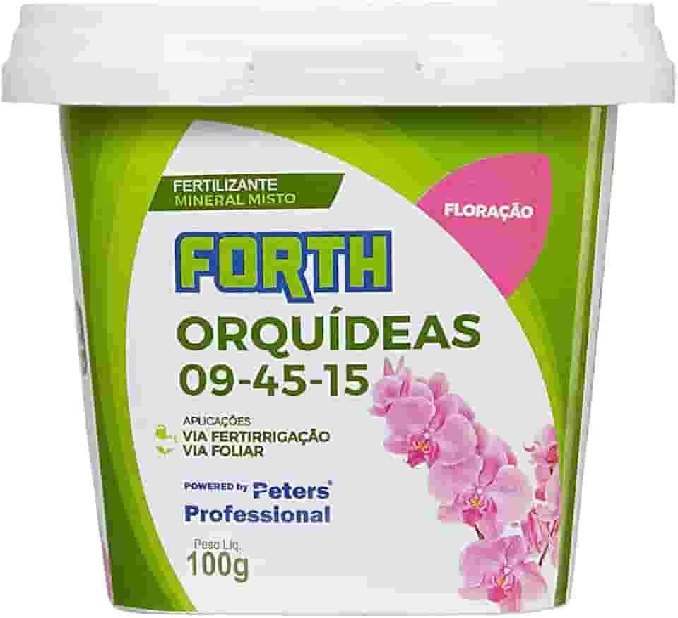 Adubo Forth Orquídeas Floração, Fertilizante Mineral, NPK 09-45-15, Powered by Peters, Balde, 100g