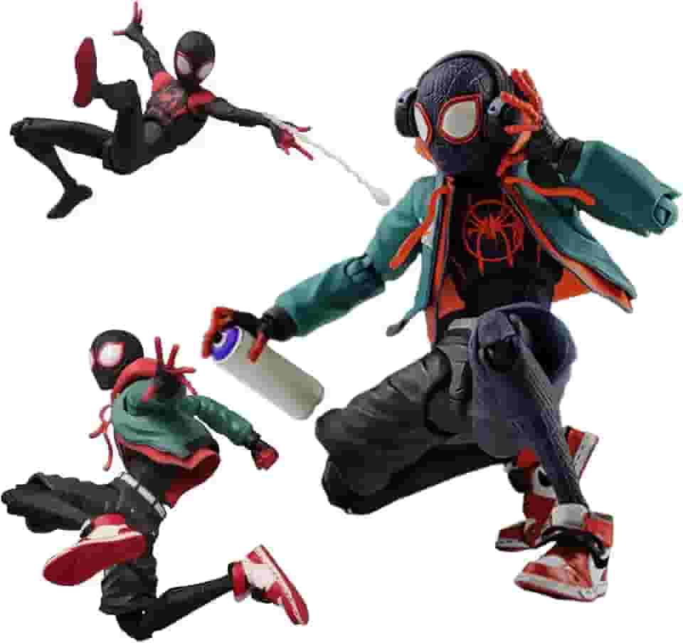 GilMelody Spider Mαn: Into The Spider-Verse Miles Morales Sentinel SV Super Heroes 6 polegadas / 16 cm Articulações Móveis Figura de Ação Modelo Colecionável Ornamentos Conjunto Caixa de Brinquedo