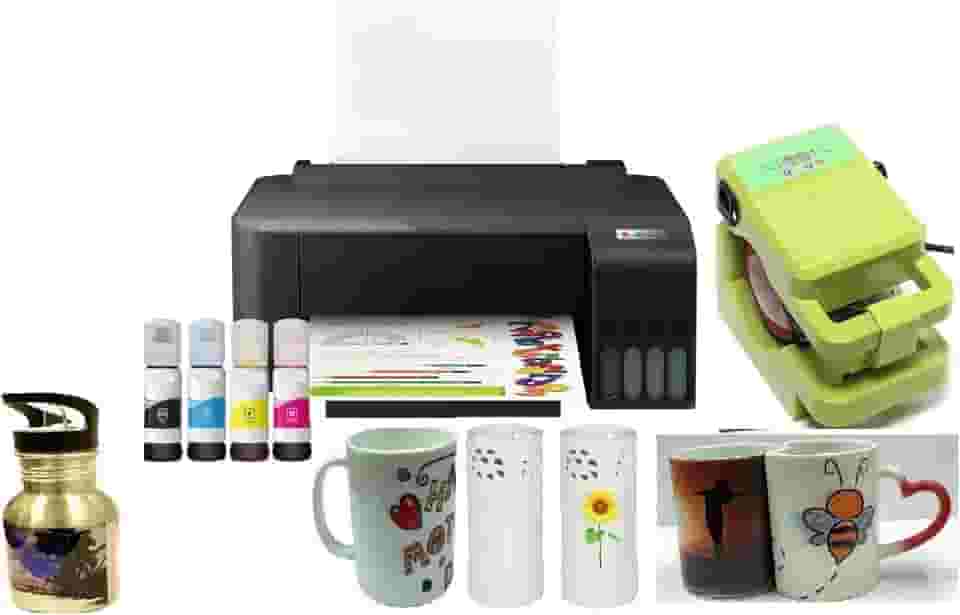 Generic PC Universal Super-Tank Impressora de Sublimação Sem Fio - Alto Rendimento, Máquina de Prensa de Canecas Inclusa