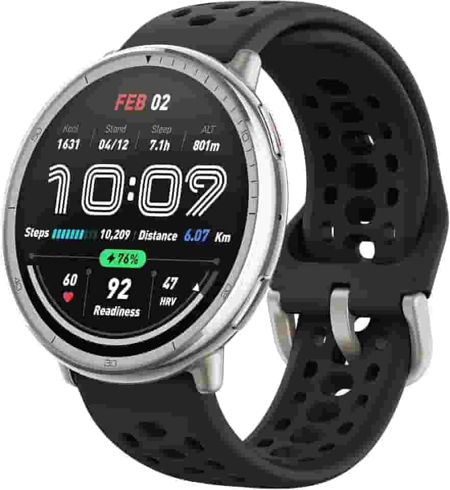 Relógio inteligente 44 mm Amazfit Active 2, mapa GPS com orientação, bateria de 10 dias, modo de esportes 160 +, resistente à água, para Android e IOS (Black Silicone)