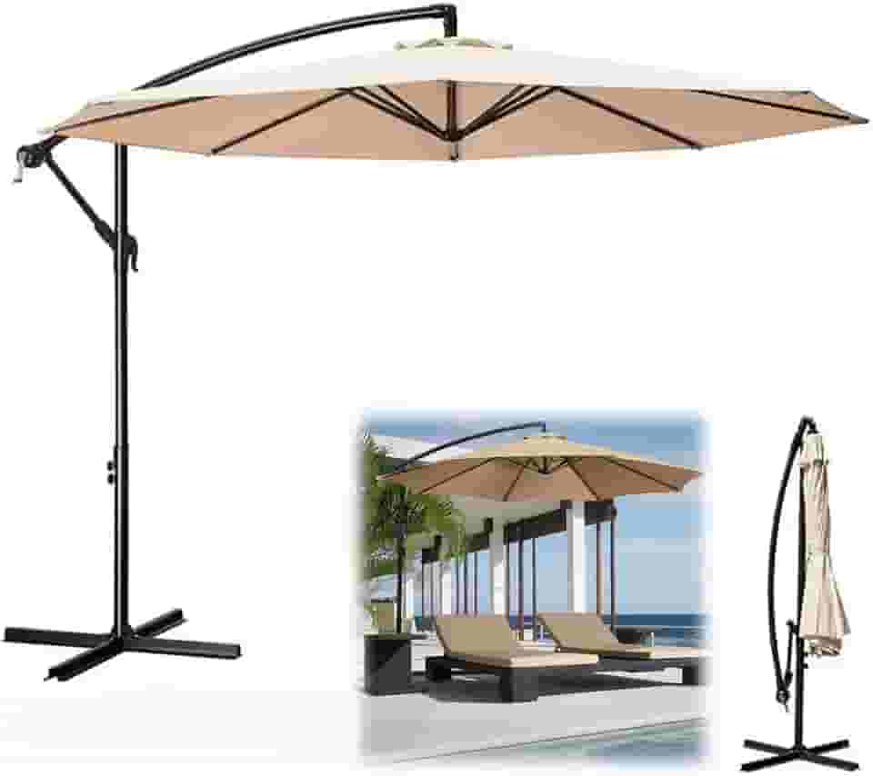 Ombrelone Lateral Suspenso 3m Guarda Sol Piscina Jardim Kauai Bege - AMZ