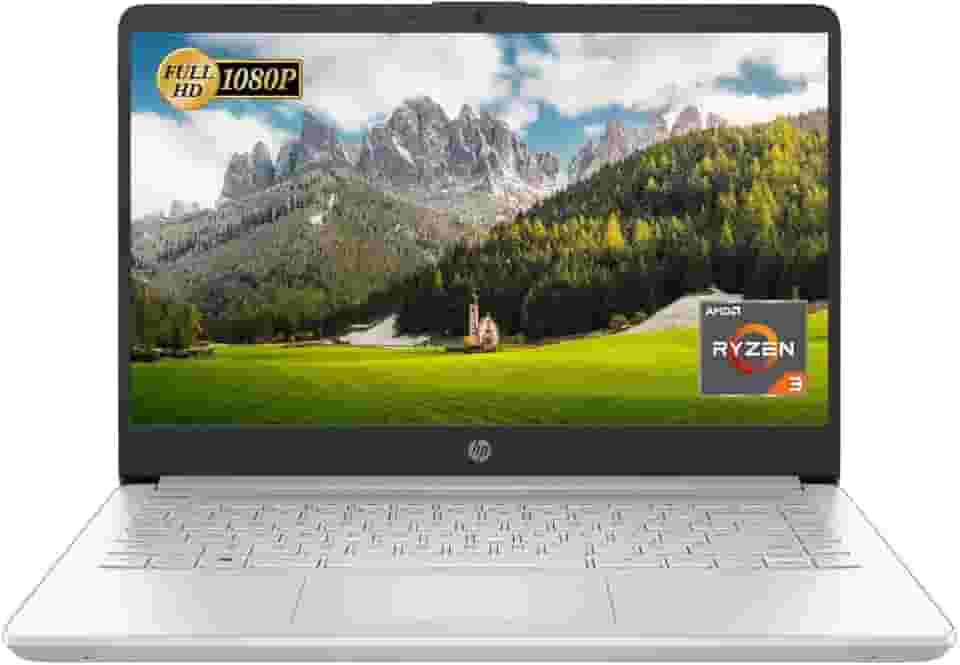 HP Laptop com tela Full HD de 14 polegadas, processador AMD Ryzen 3 3250U, 8GB DDR4 RAM, SSD 128GB, USB Tipo-C, Wi-Fi, webcam HD, HDMI, Windows 11 Home, prata