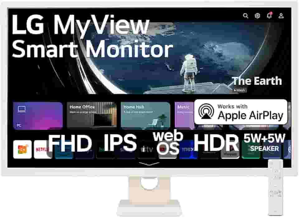 Monitor LG MyView Smart - Tela IPS de 32', FHD, WebOS, ThinQ Home, Air Play 2, Screen Share, Bluetooth - 32SR50F-W