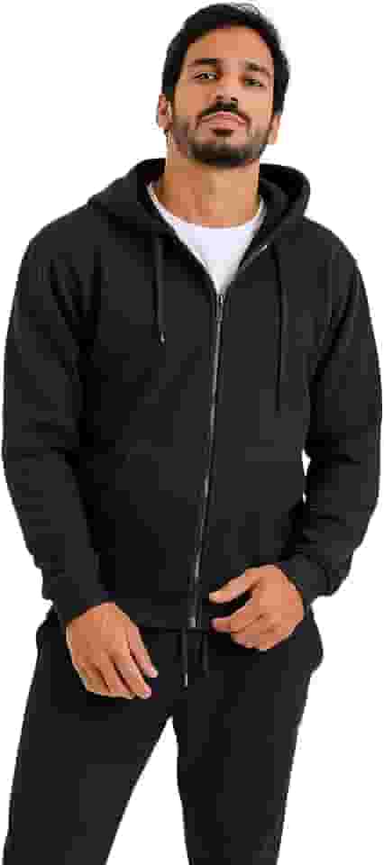 Moletom Masculino com Zíper e Capuz Preto