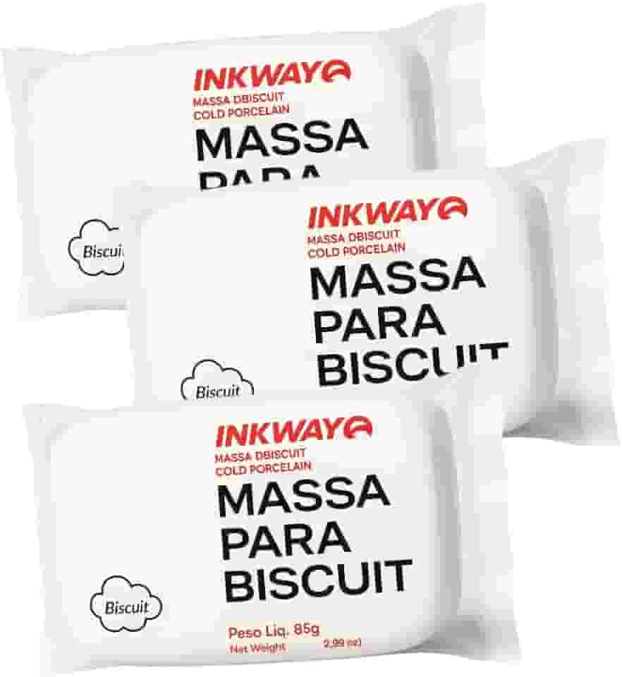 Kit 3 Massas Para Biscuit 255 Gramas Branco Para Artesanato