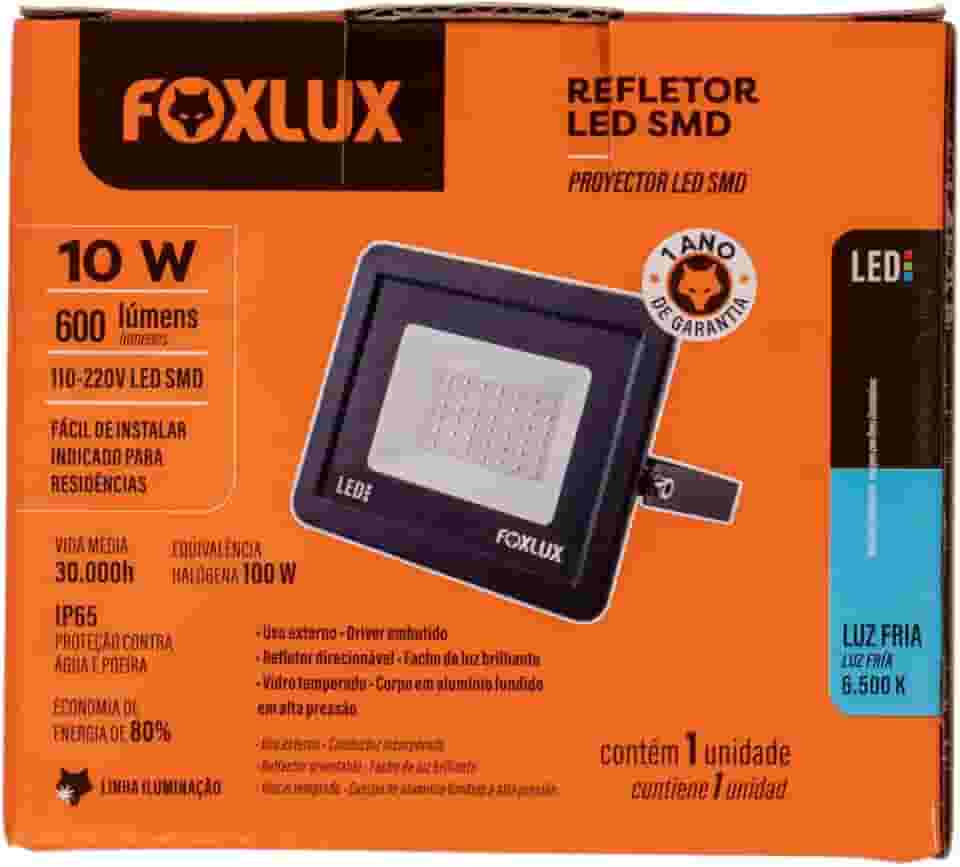 Foxlux Refletor LED 10W 6500K Preto Bivolt