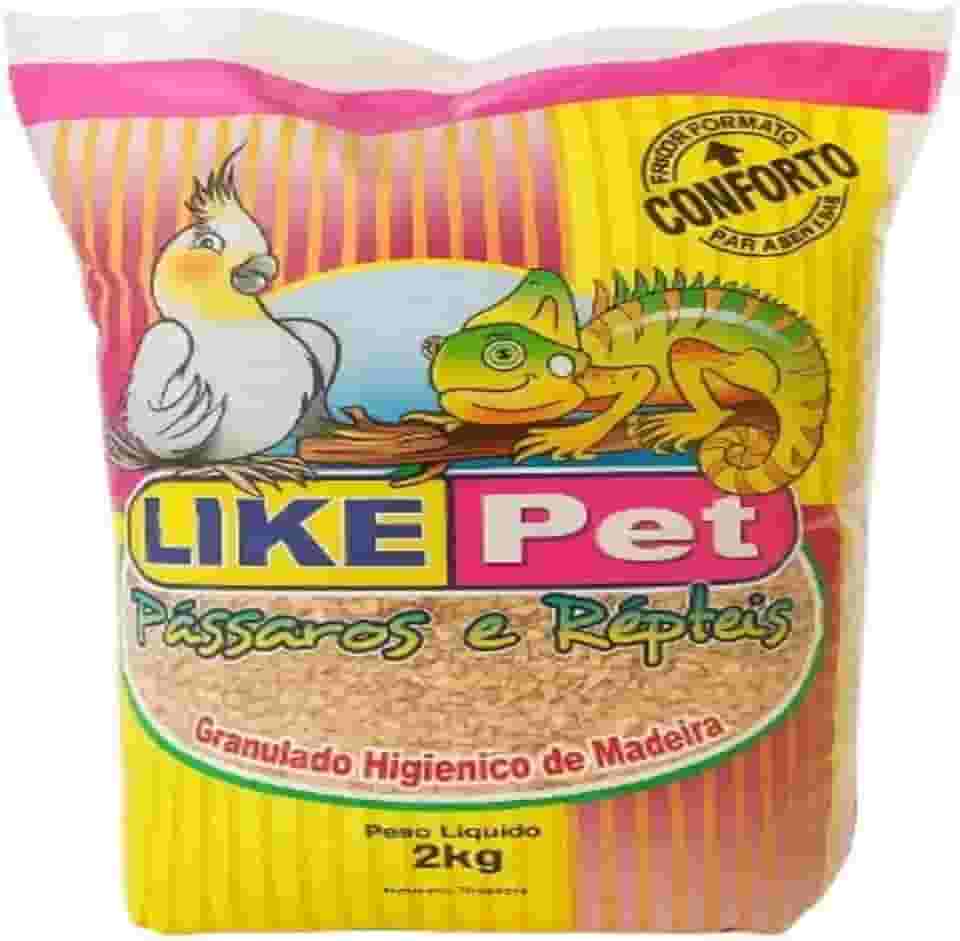 Granulado Higiênico de Madeira Like Pet Pássaros & Répteis 2 kg – 100% Natural, Alta Absorção, Elimina Odores