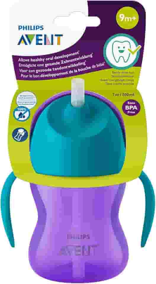 Copo com Canudo Philips Avent SCF796/02 200 ml Azul/Roxo 9m+