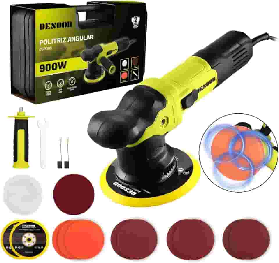 DESOON Politriz Roto Orbital Profissional 900W 127V Elétrica Lixadeira Polidor 5500rpm 150MM Polir Lixar Carro Azulejo Madeira Com Acessórios