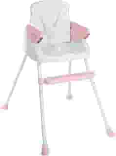 Cadeira De Alimentação Bebê Portátil 3 em1 Segura Apoio para Pés Ajustável Cinto 5 Pontos Capa Removível (ROSA)
