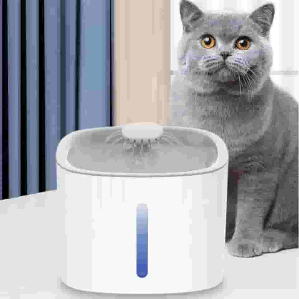 Bebedouro Automático 3L Gatos Cães Fonte Silenciosa Com Filtro Triplo, Visor LED, USB, Luz Noturna e Fluxo 360°