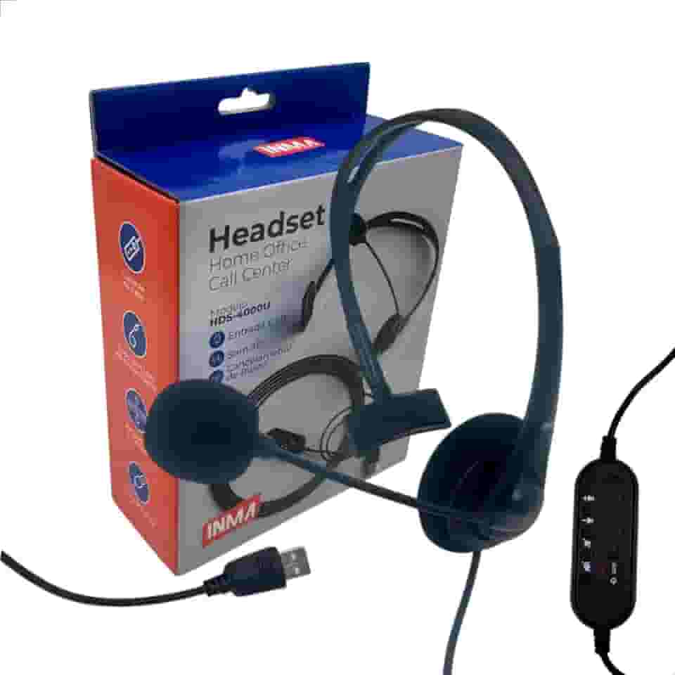INMA, Fone de Ouvido, Headset, com Microfone, Para Pc e Notebook, Para Computador, Fone Call Center, Fone com Cancelamento de Ruido (Preto)