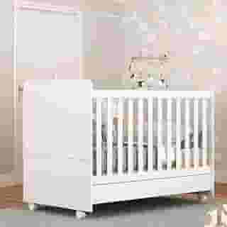 Berço Americano 3 em 1 com Colchão Incluso e Rodízios Bambino Multimóveis Branco