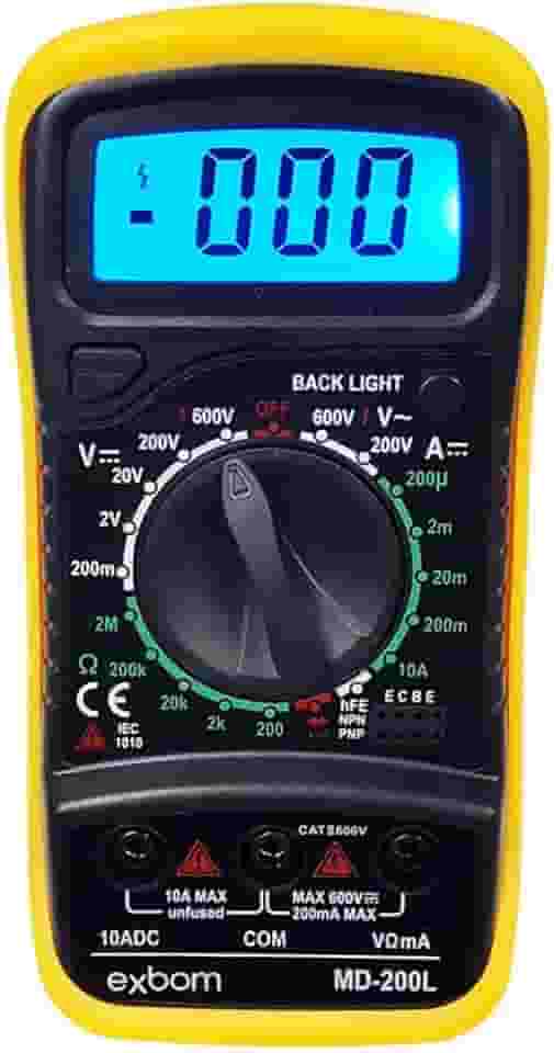 Multímetro Digital Profissional Portátil com Cabo Multi Teste Exbom MD-200L