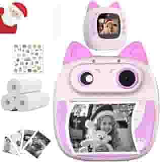 LucZeng Câmera Digital Infantil Portátil, Cartoon Impressora Instantânea de Sem Tinta, Kids Mini Câmera Digital de Vídeo, MP3, Jogos, Festival de aniversário para crianças, Câmera selfie para crianças