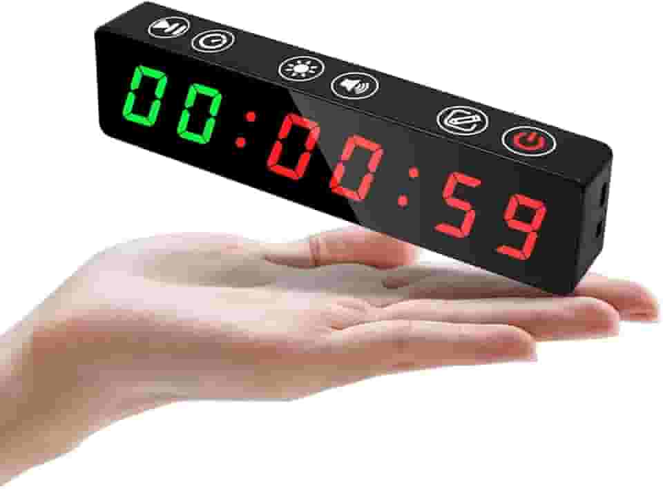 Jhering Temporizador de academia portátil, relógio de treino com bateria recarregável e ímã embutido, cronômetro de contagem regressiva/acima para academia em casa, garagem, treinamento, EMOM, Tabata