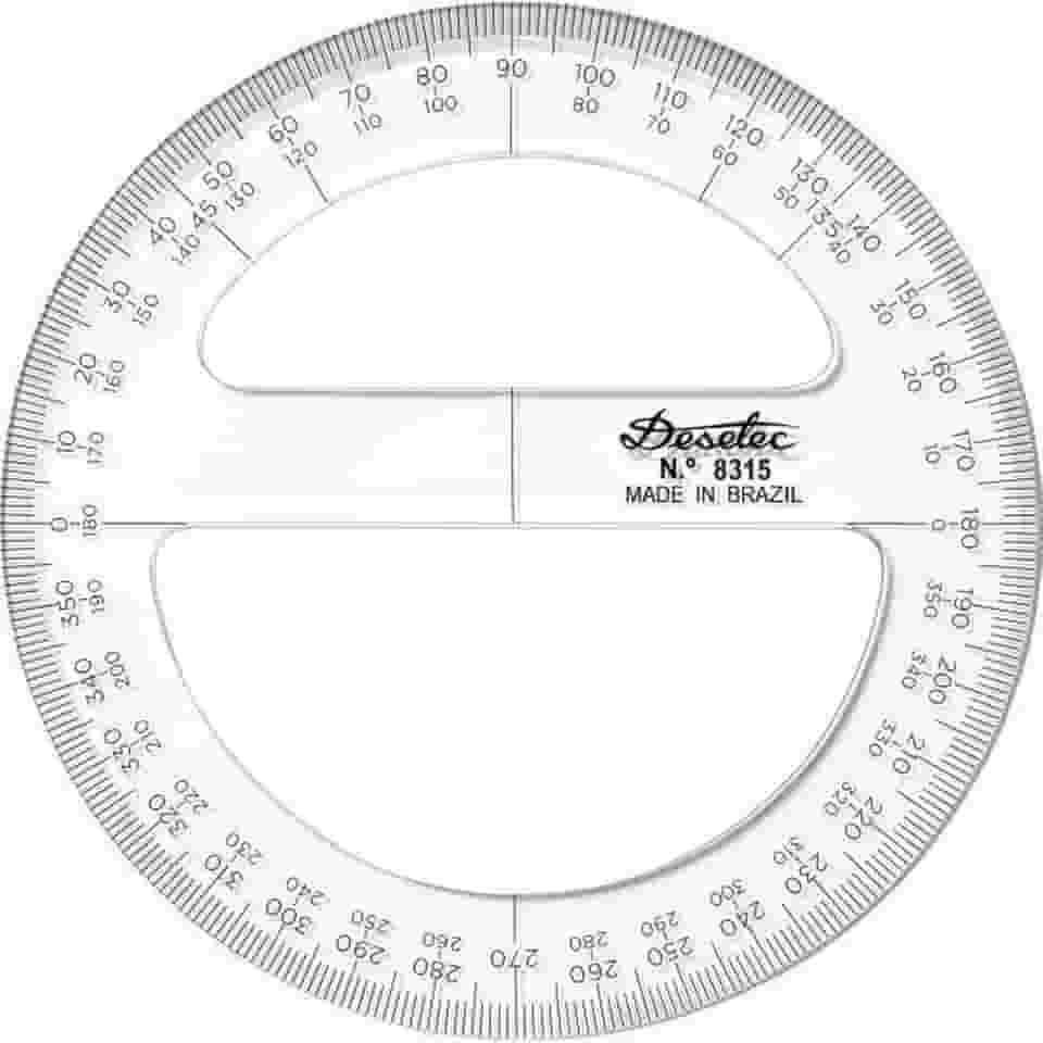 Transferidor Acrílico 360° 12 cm 8312, Trident, Incolor