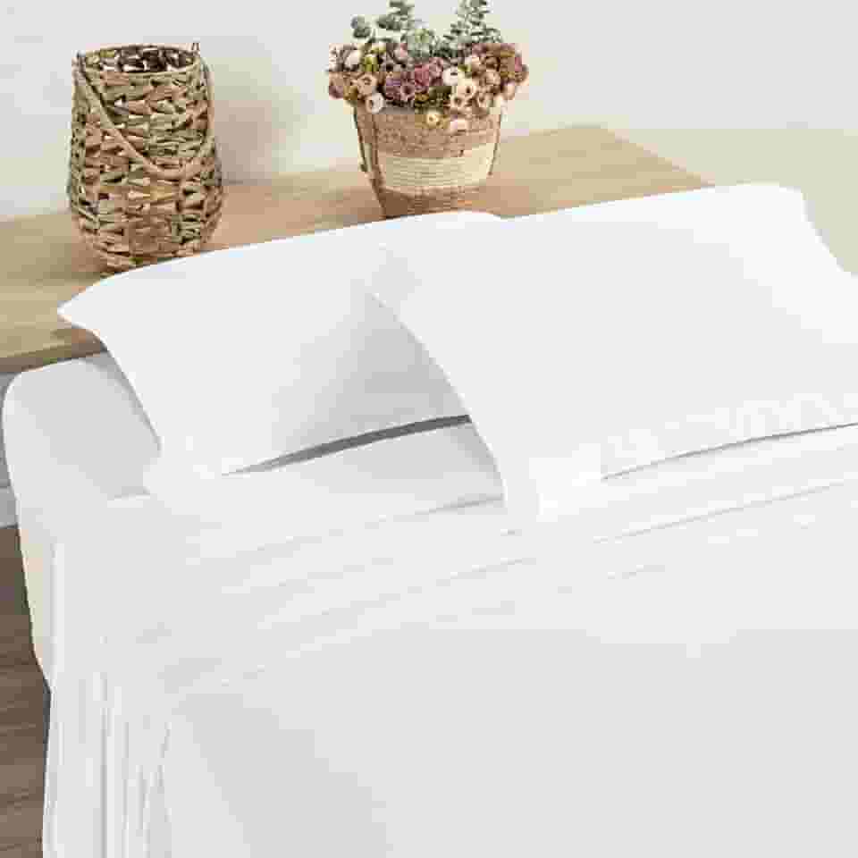 Jogo de Lençol 4 Peças 400 fios Algodão - Fio Egípcio - Aba Americana (Branco, KING)