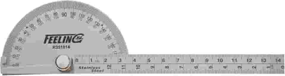 Transferidor Feeling em Aço Inoxidável, 180 Graus, 14cm, com Régua de Medição