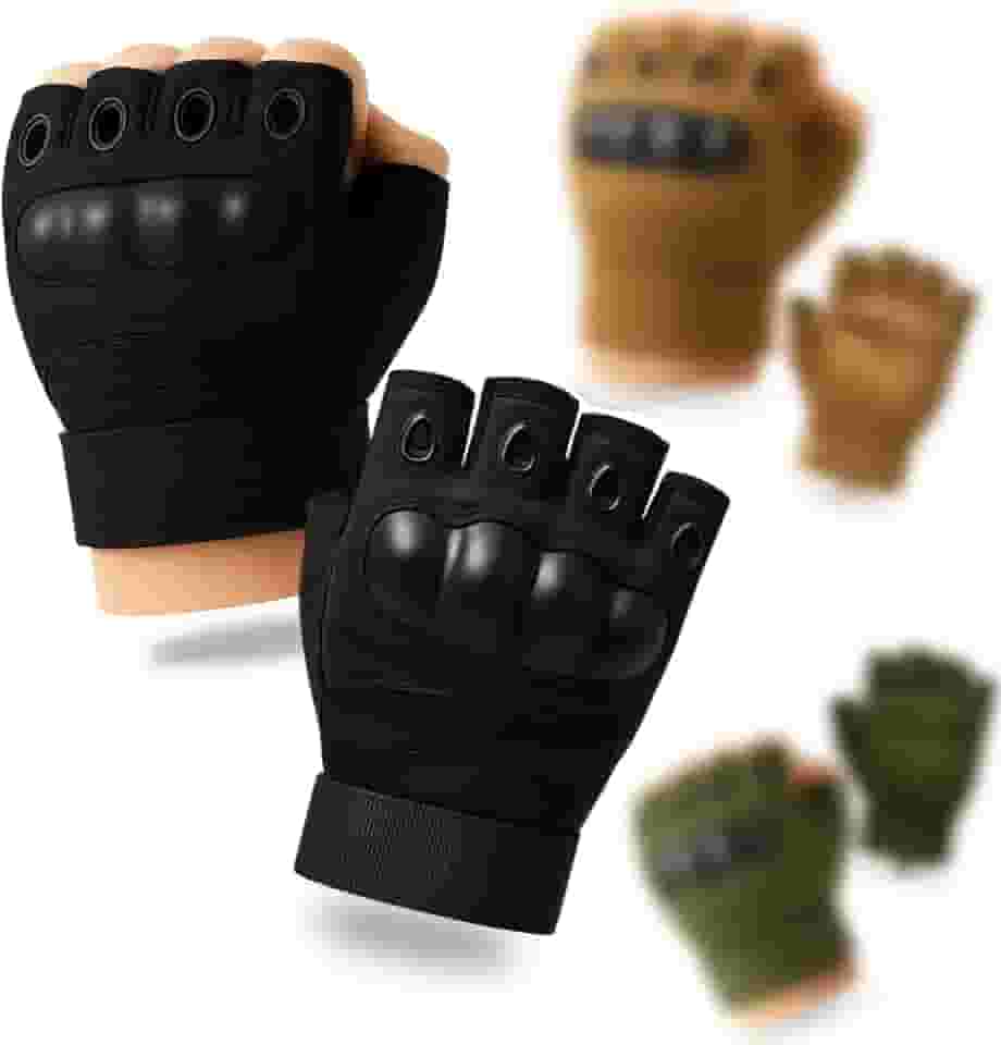 Luva Tática Meio Dedo Militar Unissex Antiderrapante para Airsoft, Academia, Musculação, Motoqueiro, Bike, Crossfit, Ciclismo, Treino, Paintball, Segurança - Tamanho Único