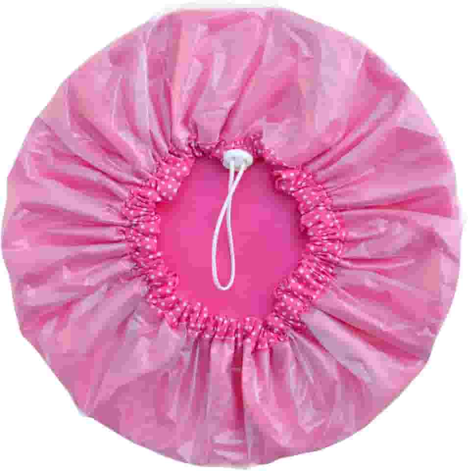 Touca De Banho De Cetim Luxo Ajustável Impermeável Antifrizz (Pink)