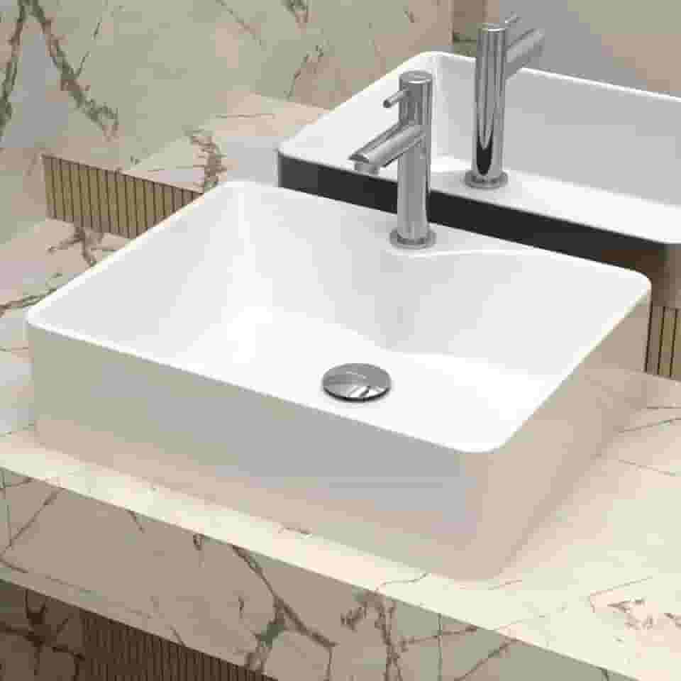 Cuba Pia de Apoio Sobrepor Retangular 48x37 Branca Banheiro Lavabo Beltempo BT-2317