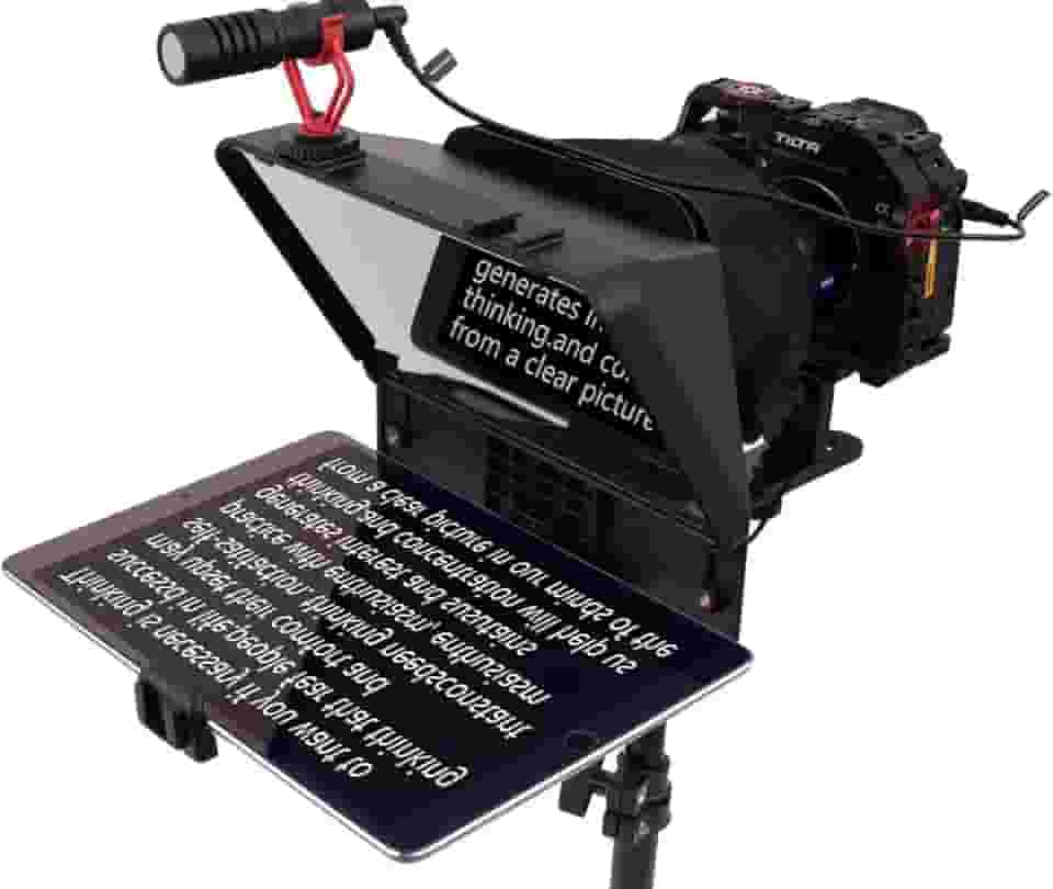 Inmei A10 Teleprompter Portátil Smartphone DSLR Câmera Teleprompter Prompter com Suporte de Telefone Controle Remoto para Gravação de Vídeo Transmissão ao Vivo Entrevista Palco Apresentação Discurso