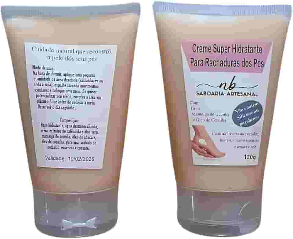 Creme Cicatrizante e Hidratante Natural para os Pés e Calcanhares Maciez e Suavidade 120g